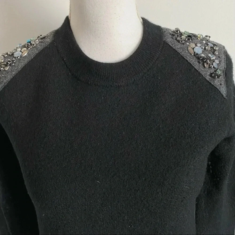 J. Crew • Merino Wool Beaded Shoulder Sweater